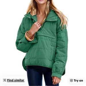 Green Oversized Puffer Pullover Jacket
